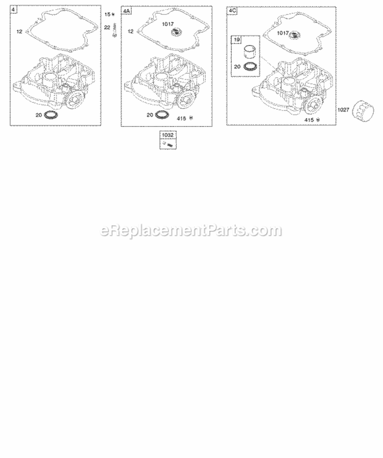 Engine Sump Diagram and Parts List for  Briggs and Stratton Engine